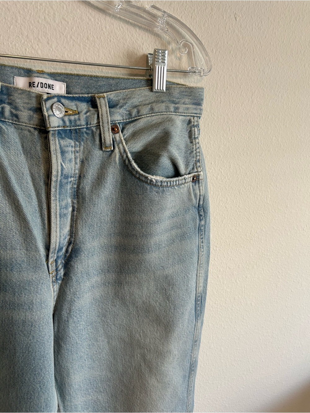 Re/Done Light Blue Distressed Straight-Leg Jeans - Picture 8 of 10